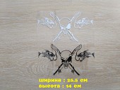 Наклейка на авто Рыбаловный череп Чёрная, Белая светоотражающая із м. Бориспіль
