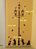 Наклейка на стену фонарный столб и котики , холодильник, шкаф, тумбочки із м. Бориспіль