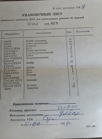 Ремкомплект выключателя Уг34/2 Сумы - изображение 1