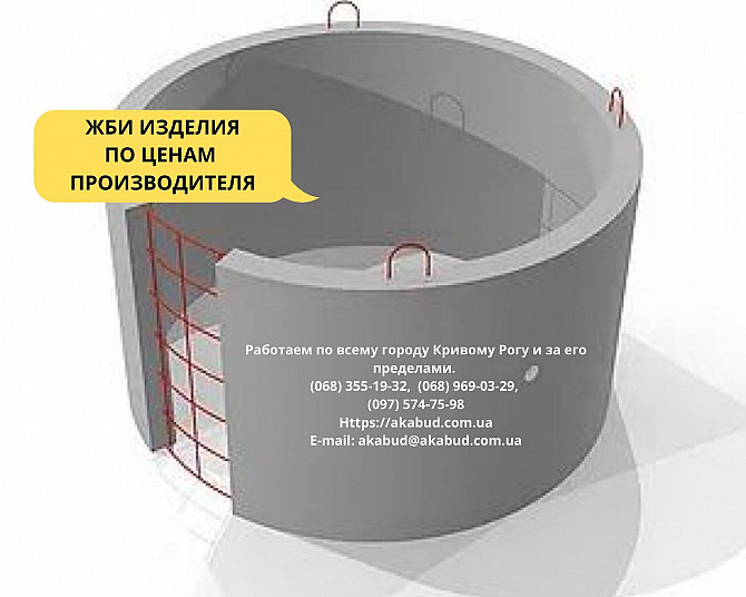 Кольца для колодцев и выгребных ям (крышки, днища) Кривой Рог - изображение 1