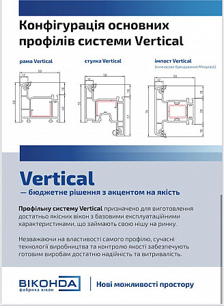 Економ Вікна Vertical Вікно Профільна Система від Віконда Балкн Кривой Рог - изображение 1