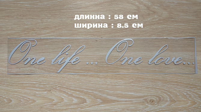 Наклейка на авто Одна жизнь одна любовь Белая светоотражающая Бориспіль - зображення 1