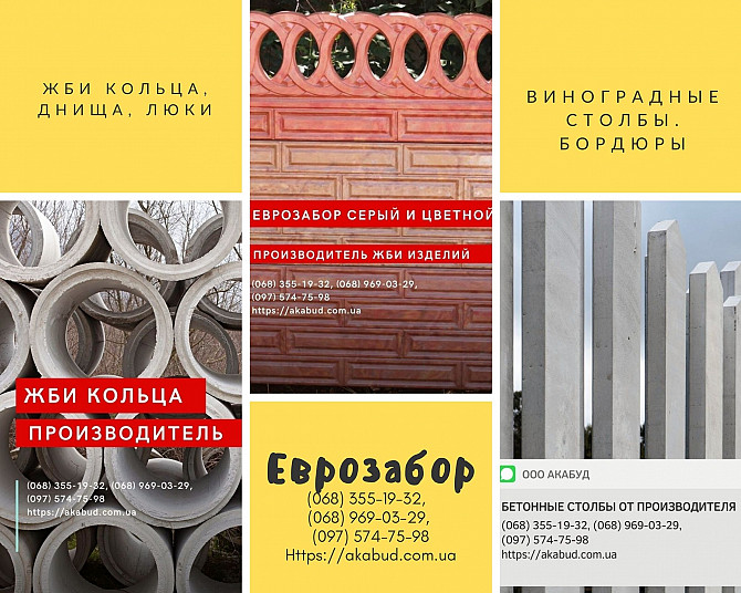 Збв кільця, днища, люки. Європаркан, виноградні стовпи. Бордюри. Поребрик Кривий Ріг - зображення 1