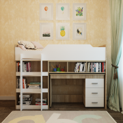 Ліжко-горище для дитячої кімнати зі столом та шафою из г. Киев