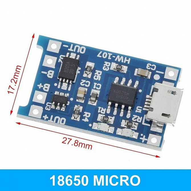 Контроллер заряда Tp4056 Micro Usb 1A 18650 для литиевых Li-ion аккумуляторов Бориспіль - зображення 1