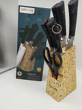 Набор ножей Rainberg Rb-8806 на 8 предметов с ножницами + подставка Черный із м. Київ
