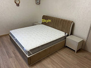 Двоспальне ліжко Стефані з каретною стяжкою та царгами з тканини, масив ясена из г. Киев