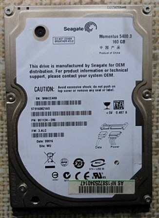 Hdd Seagate 160gb 5400rpm Sata, 2.5" на восстановление Винница - изображение 1