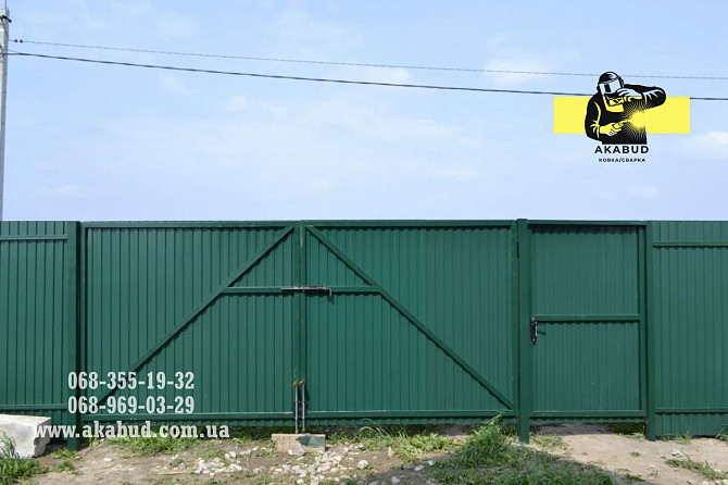Купити ворота відкатні від виробника. Розсувні ворота з профнастила. Навіси, хвіртки Кривой Рог - изображение 1