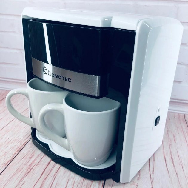 Кавоварка Domotec Ms-0706 з двома чашками в наборі біла Киев - изображение 1