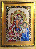 Алмазная вышивка "Дева Мария Казанская" ручная работа,готовая картина с антибликовым стеклом Харьков