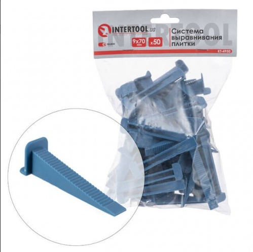 Система вирівнювання плитки, клин 9*70 мм / 50 шт Intertool Kt-4950 Днепр - изображение 1