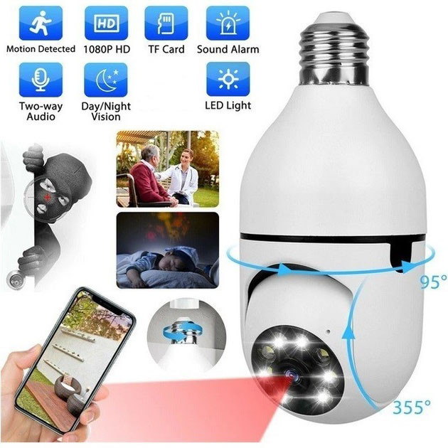 Камера відеоспостереження лампочка Cam E27 Wifi 360/90 поворотна Львов - изображение 1