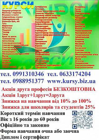 Курси кухар, пекар, електромонтер, барист, продавець, флорист Запоріжжя - зображення 1
