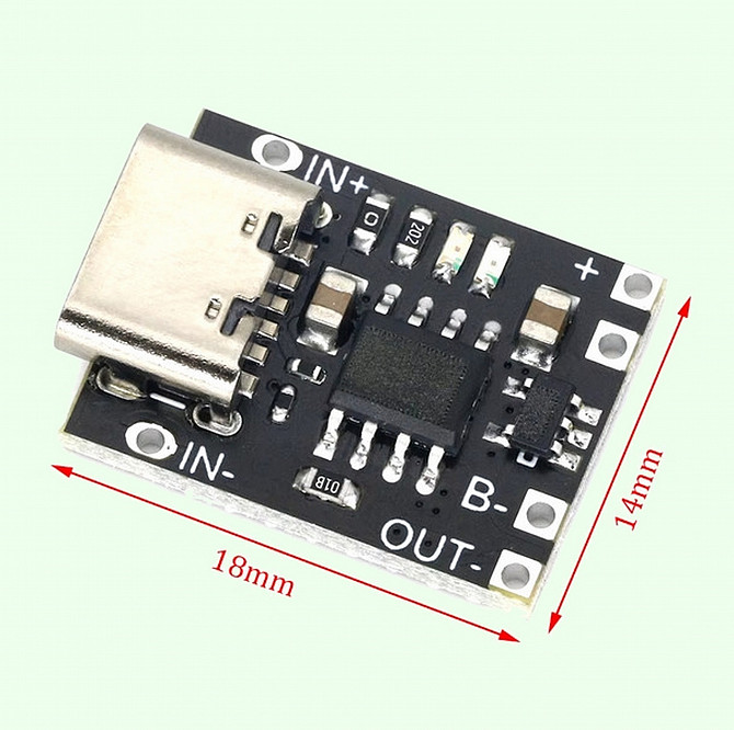 Мини контроллер заряда с защитой Tp4057 Usb-type-c 5В 1А Бориспіль - зображення 1
