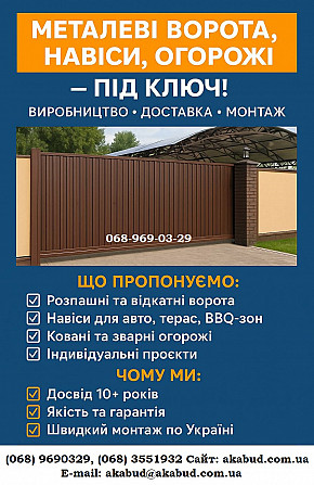Відкотні ворота (зсувні). Мафи. Козирьки. Ворота. Паркани. Навіси. Кривий Ріг - зображення 1