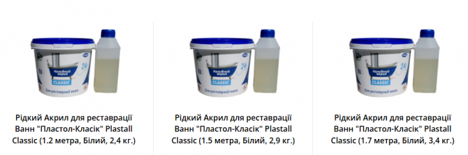 Рідкий Акрил для реставрації Ванн "пластол-класік" Plastall Classic (1.2 метра, Білий, 2, 4 кг.) Днепр - изображение 1