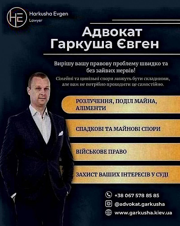 Сімейне, цивільне та військове право: допомога адвоката Євгена Гаркуші. Київ - зображення 1