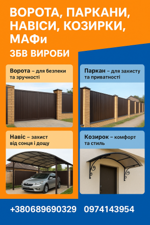 Ворота, заборы, навесы, козырьки, Мафы. Жби изделия Кривий Ріг - зображення 1