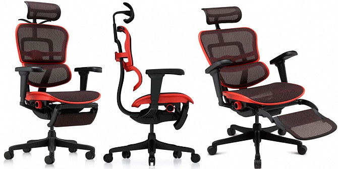 Великолепное кресло Ergohuman Ultra X9 Gaming Legrest Equator Red Київ - зображення 1