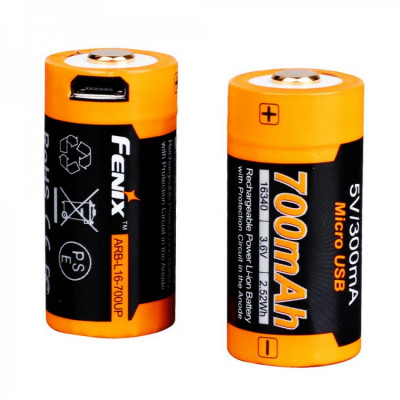Аккумулятор Fenix 16340 700 UP mah Li-ion micro usb, Аккумуляторная батарейка Київ - зображення 1