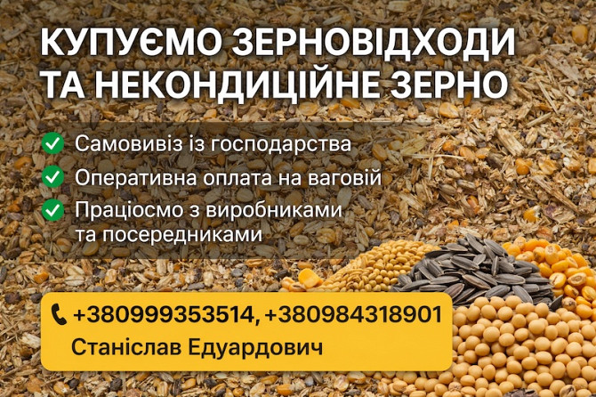 Закупівля некондиційного зерна і відходів зернових Черкассы - изображение 1