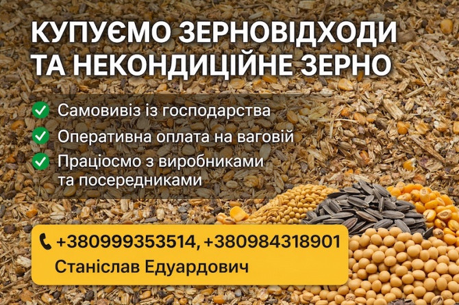 Закупівля некондиційного зерна і відходів зернових, олійних, бобових культур Днепр - изображение 1