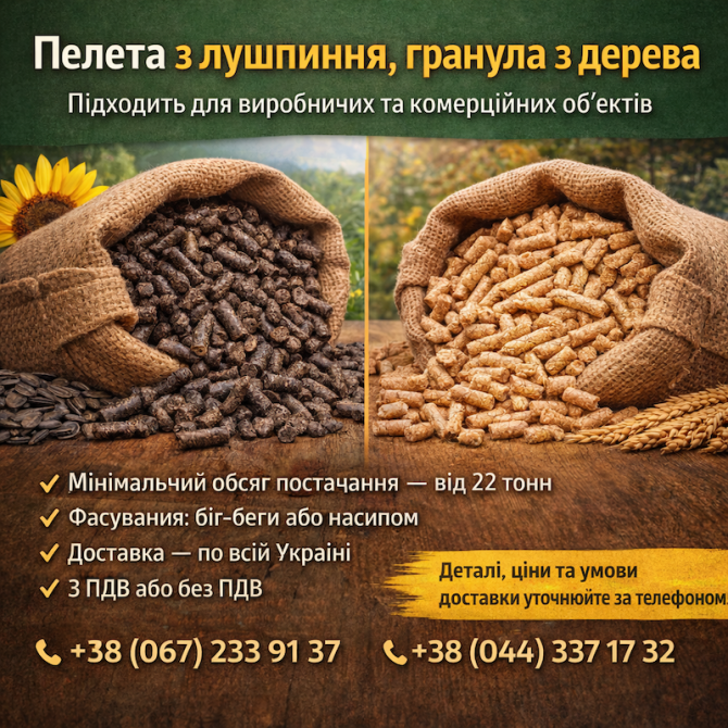 Пелета з лушпиння та гранула з деревини Чернигов - изображение 1