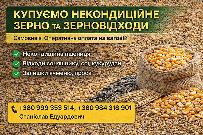 Закупівля некондиційного зерна та агровідходів по всій Україні Киев - изображение 1