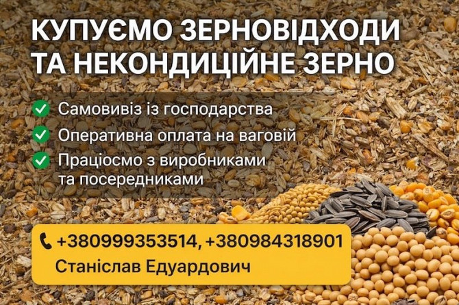 Купуємо зерновідходи та некондицію по Україні. Працюємо з посередникам Дніпро - зображення 1