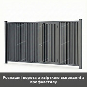 Розпашні ворота з хвірткою всередині з профнастилу із м. Луцьк