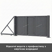 Відкатні ворота з профнастилу з хвірткою всередині из г. Луцк