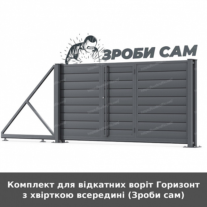 Комплект для відкатних воріт Горизонт з хвірткою всередині (зроби сам) Луцьк - зображення 1