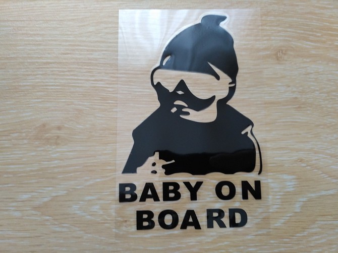 Наклейка на авто Ребенок в машине"baby on board" Черная Бориспіль - зображення 1